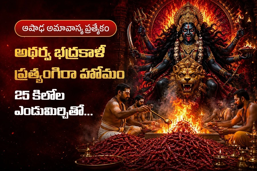 25 కిలోల ఎండుమిర్చితో అథర్వ భద్రకాళీ ప్రత్యంగిరా మహా హోమం